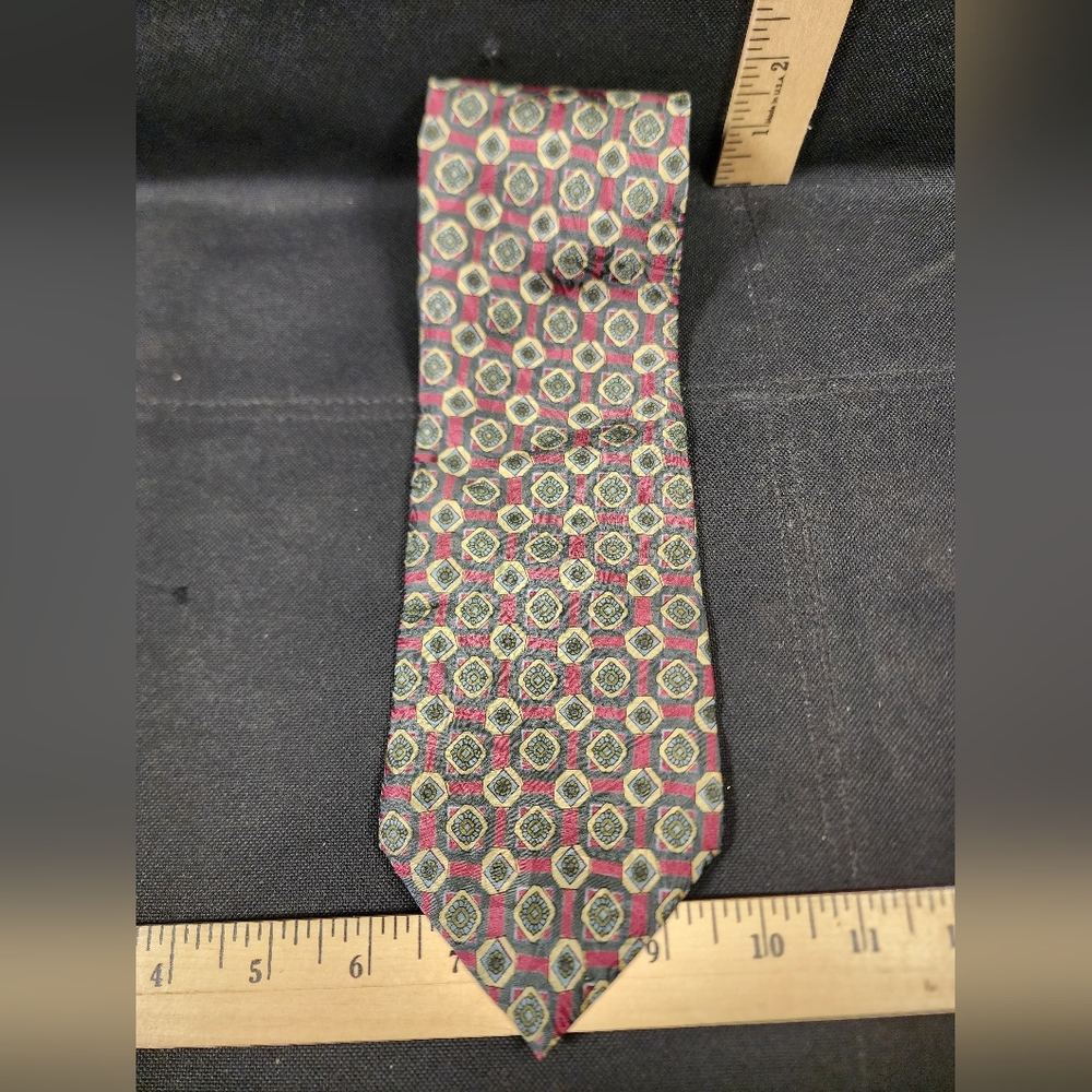 Vintage Momento Uno Geometric Patterned Tie - Multicolor Used